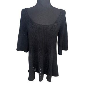 NWT Max Studio Black Knit Long Fit and Flare Sweater Tunic Top Retail $118 City